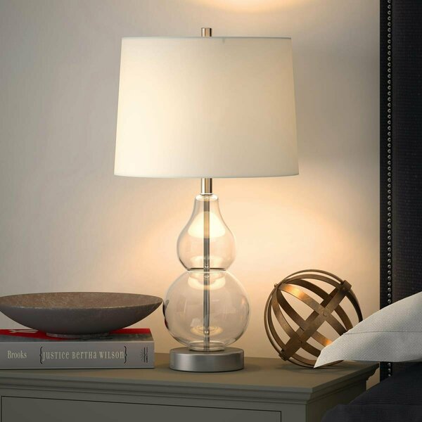 Henn & Hart Katrina Clear Glass Petite Table Lamp with Satin Nickel Accents TL0042